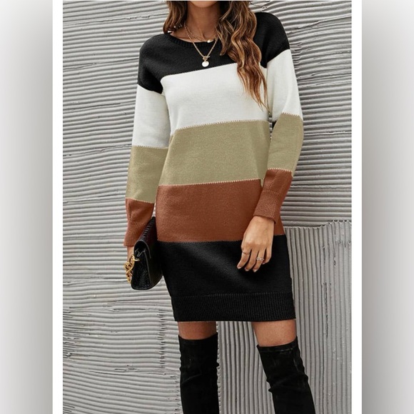 Dresses & Skirts - Josephine $57 Color Block Longsleeve knitted sweater Dress
